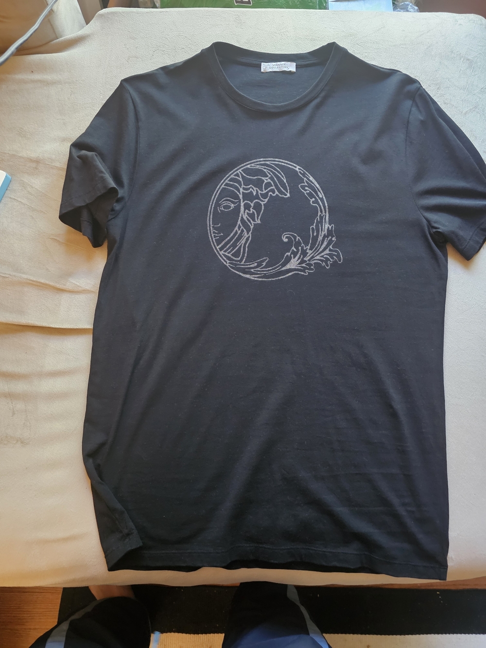 Versace Collection Black Short-Sleeve Crewneck Tee with MEDUSA
